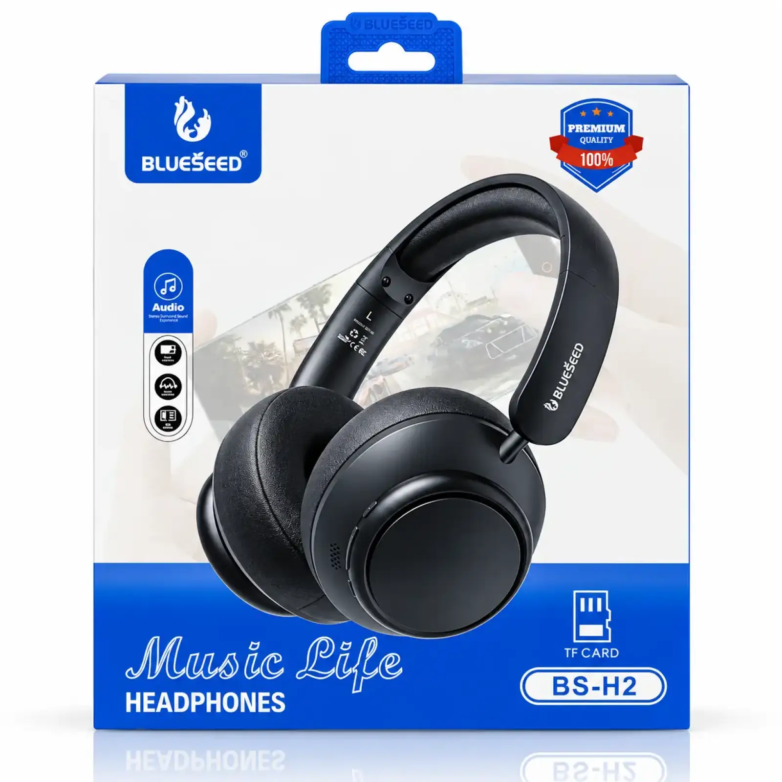 Накладна Bluetooth гарнітура Blueseed BS-H2 black UA