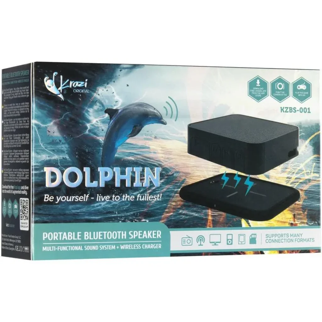 Колонка Bluetooth Speaker Krazi Dolphin KZBS-001 Black + (Wireless Charging) UA