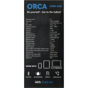 Колонка Bluetooth Speaker Krazi Orca (Waterproof) KZBS-002 Black UA