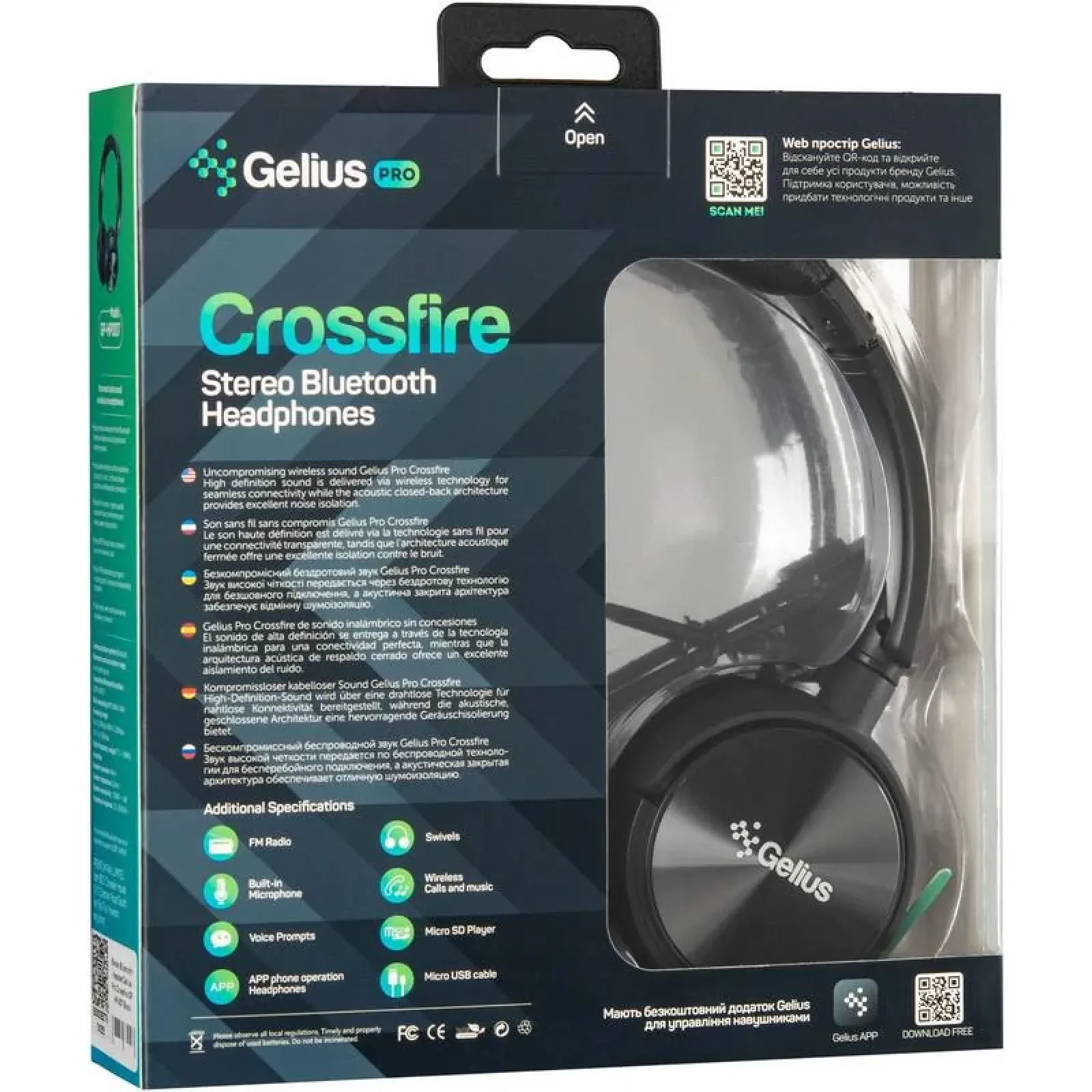 Наушники Stereo Bluetooth Headset Gelius Pro Crossfire GP HP-007 Black UA