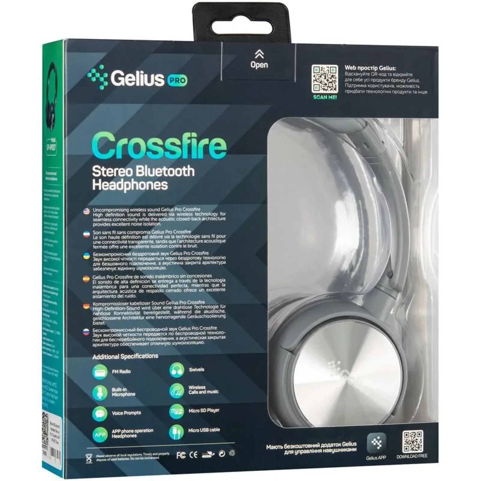 Наушники Stereo Bluetooth Headset Gelius Pro Crossfire GP HP-007 Grey UA