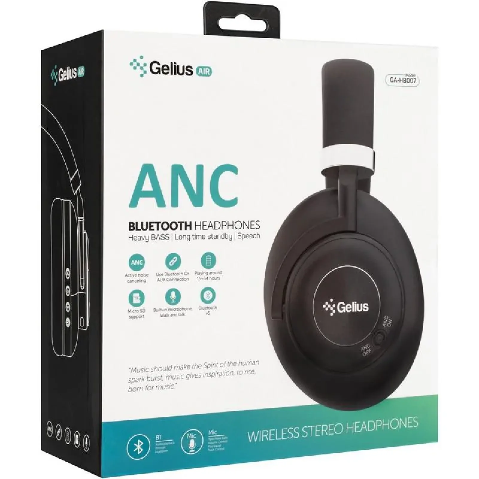 Наушники Stereo Bluetooth Headset Gelius Air ANC GA HB-007 Black UA