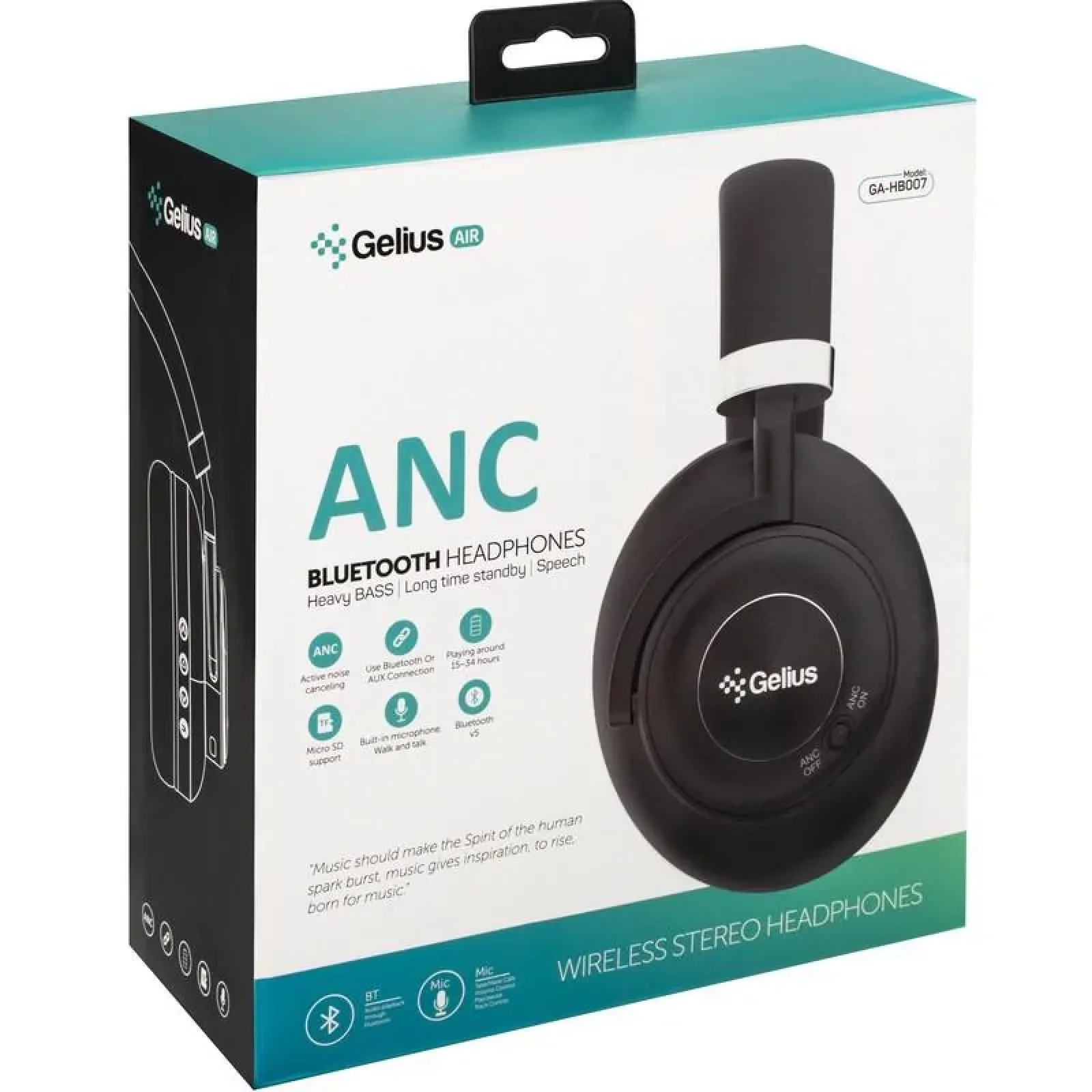 Наушники Stereo Bluetooth Headset Gelius Air ANC GA HB-007 Black UA