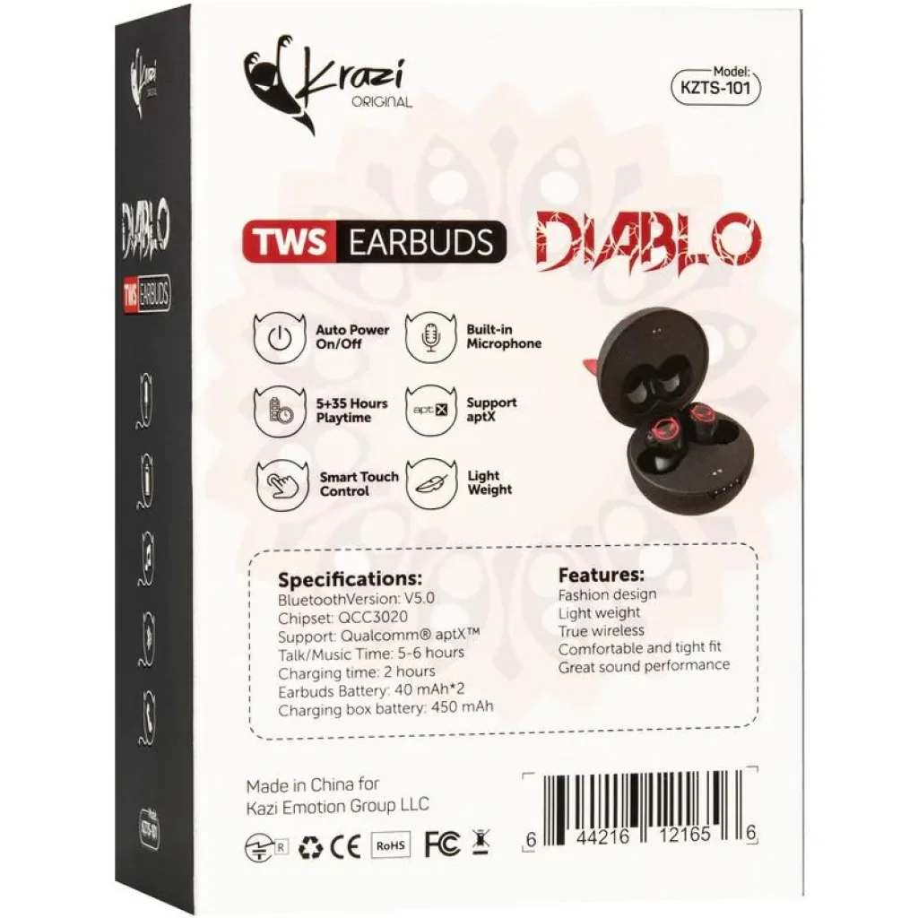 Навушники Stereo Bluetooth Headset Krazi TWS Diablo KZTS-101 Black