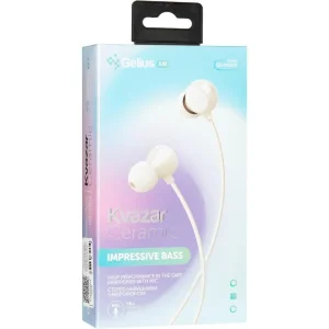 Наушники HF Gelius Air Kvazar Ceramic GA-WE-001 White with mic + button call answering UA