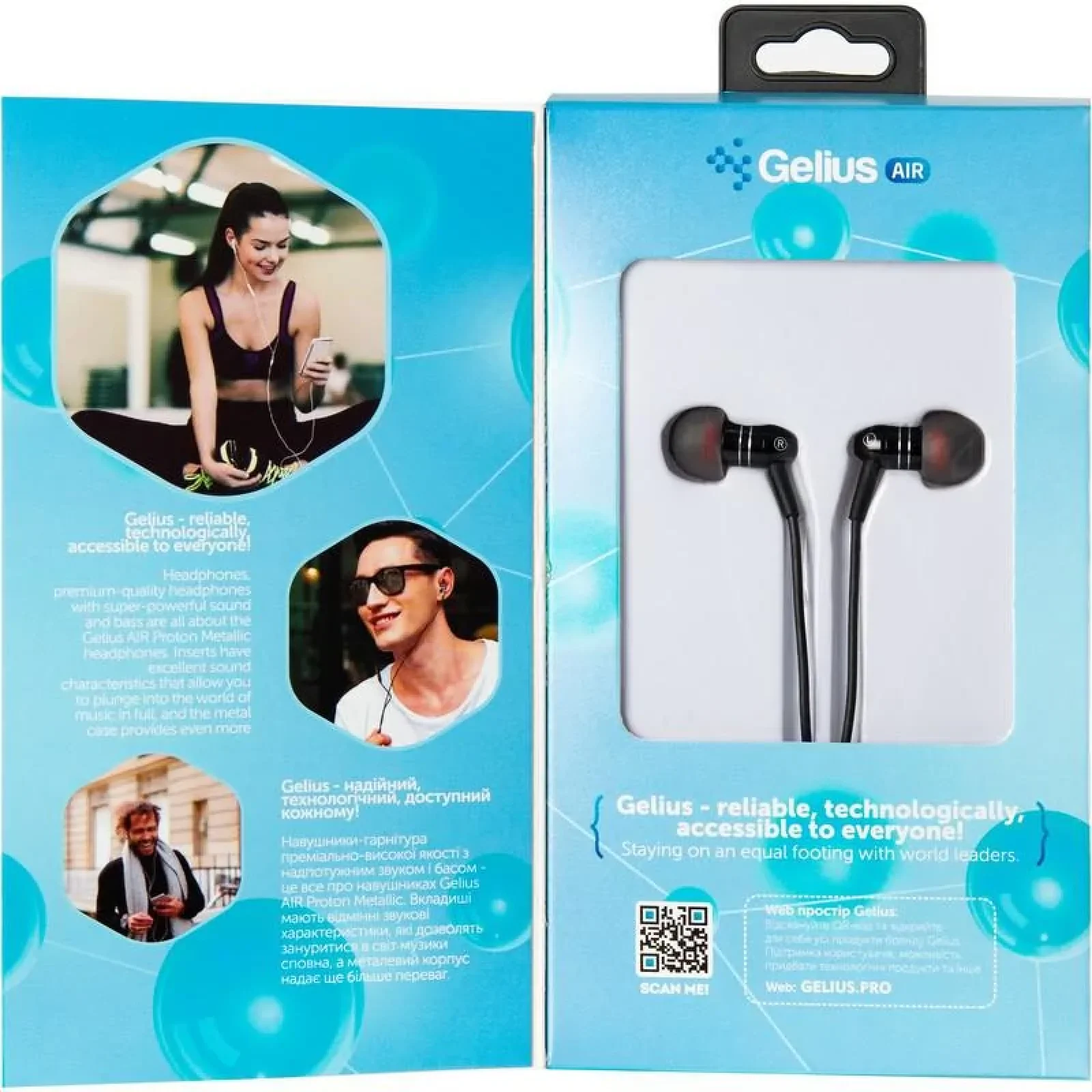 Наушники HF Gelius Air Proton GA-WE-002 Black with mic + button call answering UA