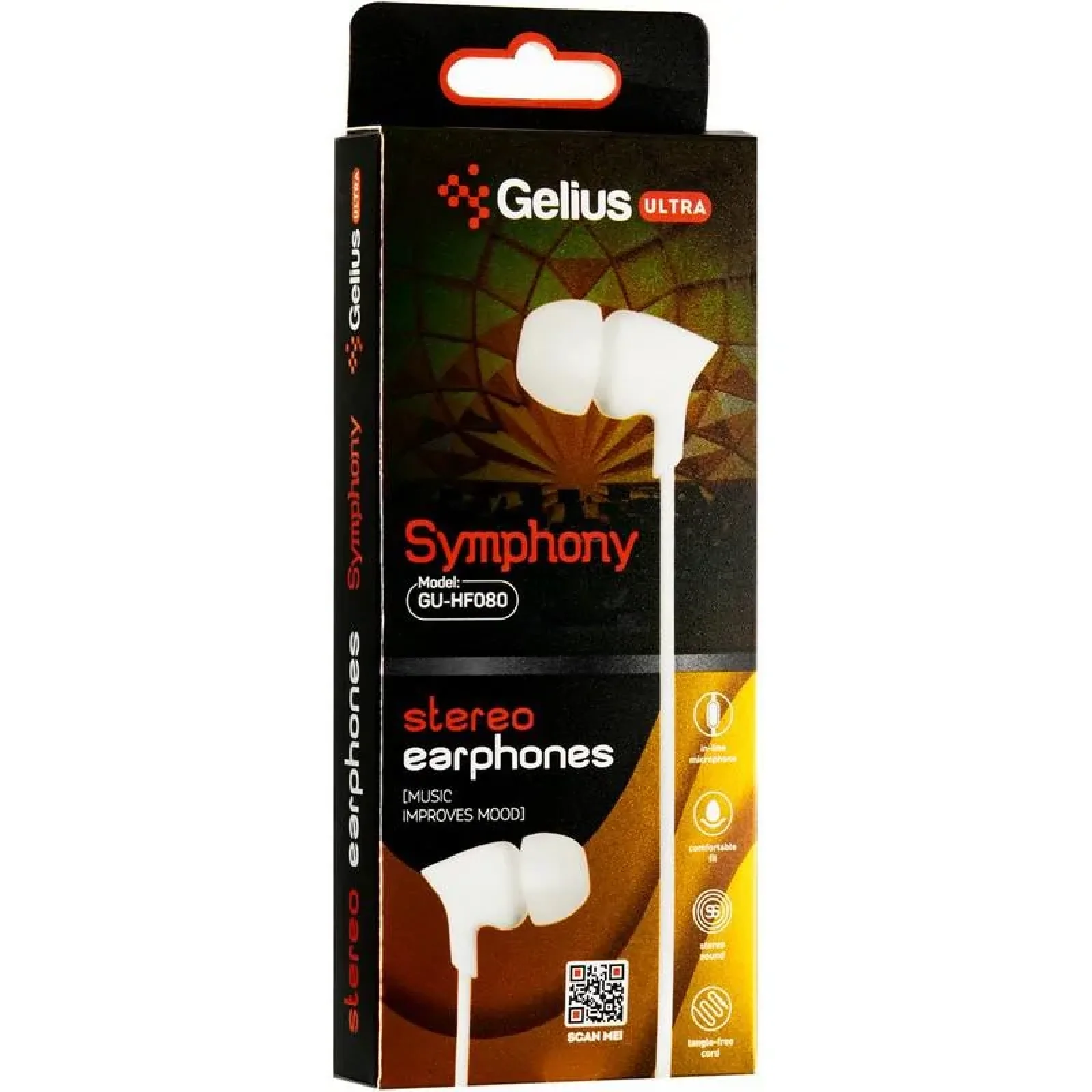 Наушники HF Gelius Ultra Symphony GU-080 White with mic + button call answering UA