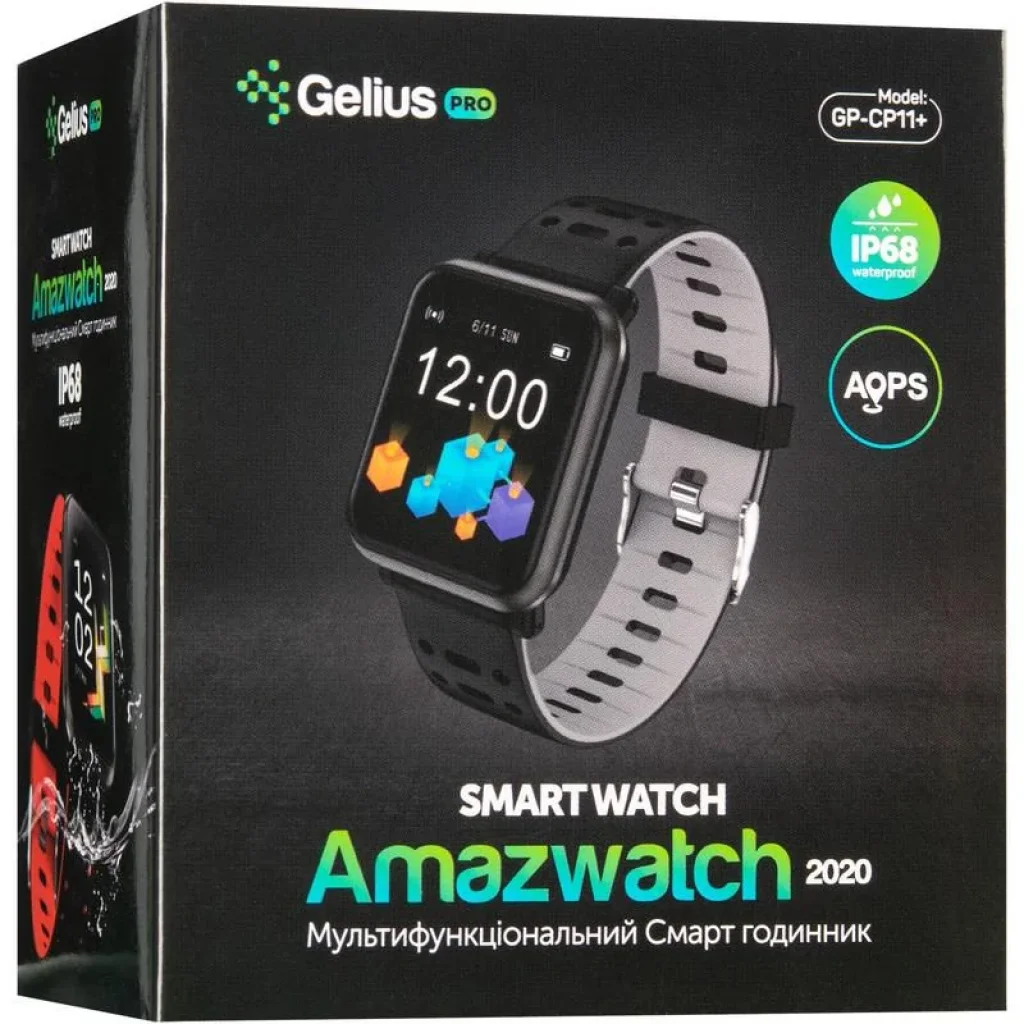 Смарт-часы Smart Watch Gelius Pro GP-CP11 Plus (AMAZWATCH 2020) (IP68) Black/Grey UA