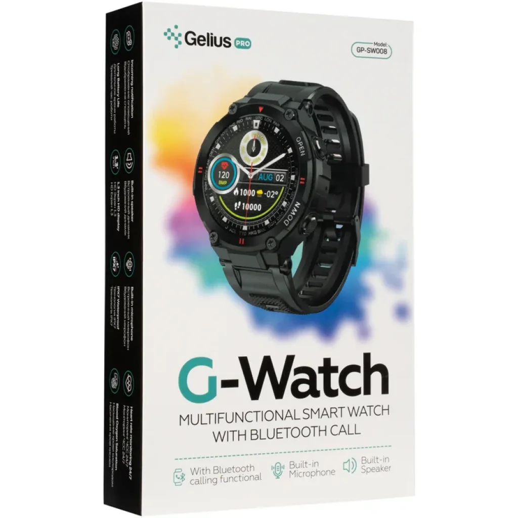 Смарт-часы Smart Watch Gelius Pro GP-SW008 (G-WATCH) Bluetooth Call (IPX7) Black UA