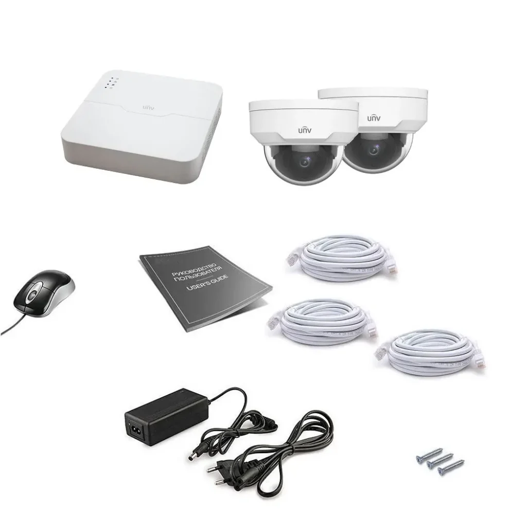 Комплект IP видеонаблюдения Uniview 2DOME 2MEGA UA