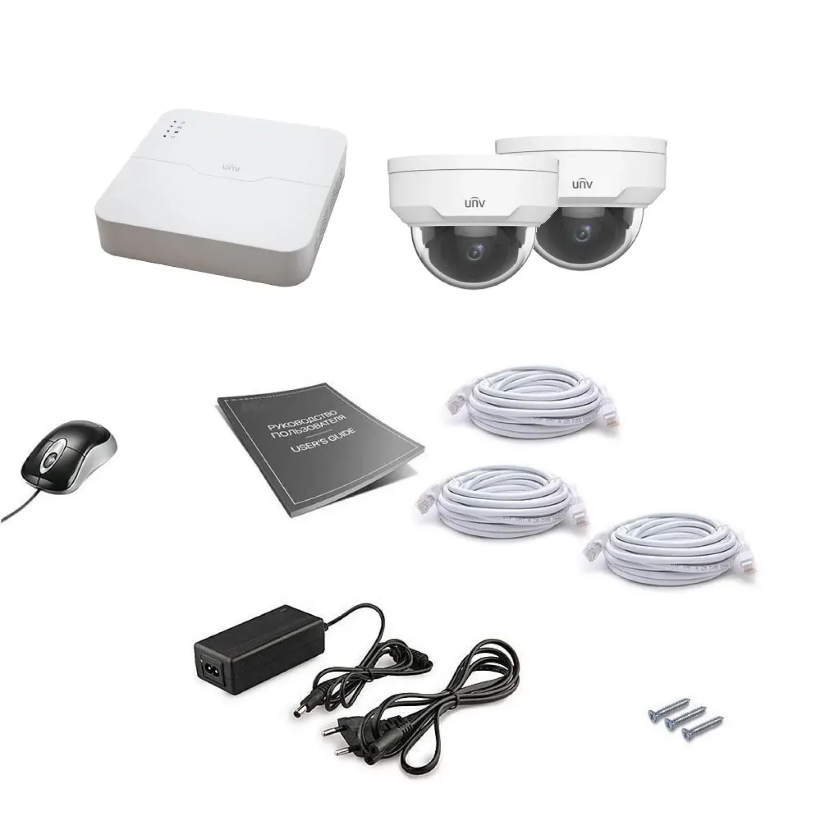 Комплект IP видеонаблюдения Uniview 2DOME 2MEGA UA