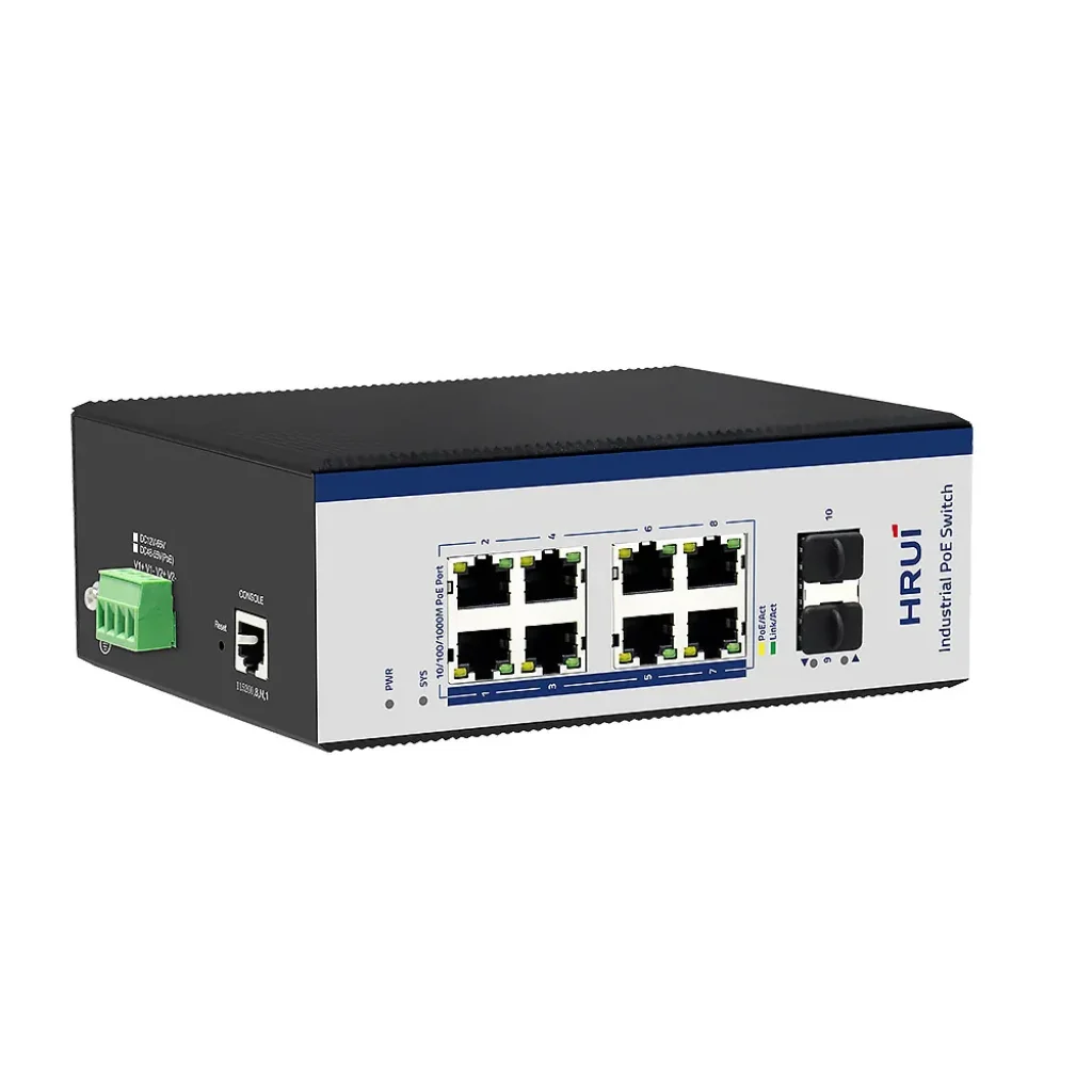 POE коммутатор 10-ти портовый индустриальный управляемый HongRui HR600M-AFG-82F-SFP UA