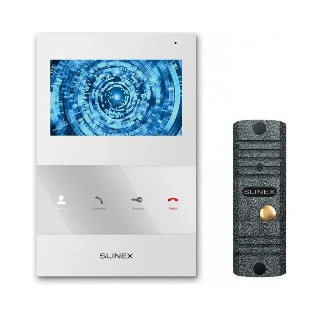 Комплект видеодомофона Slinex SQ-04 White + вызывная панель ML-16НR Grey Antiq UA
