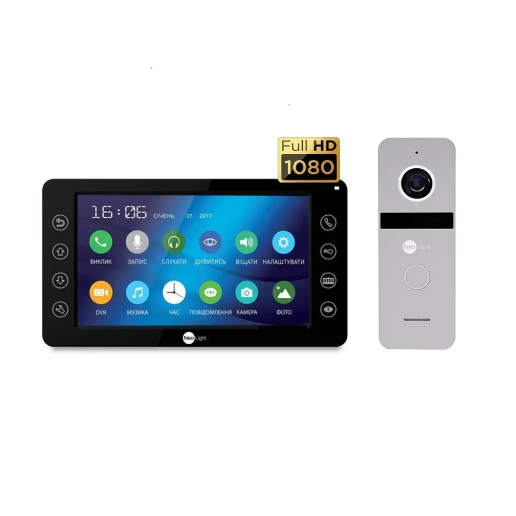 Комплект відеодомофону Neolight Kappa+ HD Black / Solo FHD Silver UA