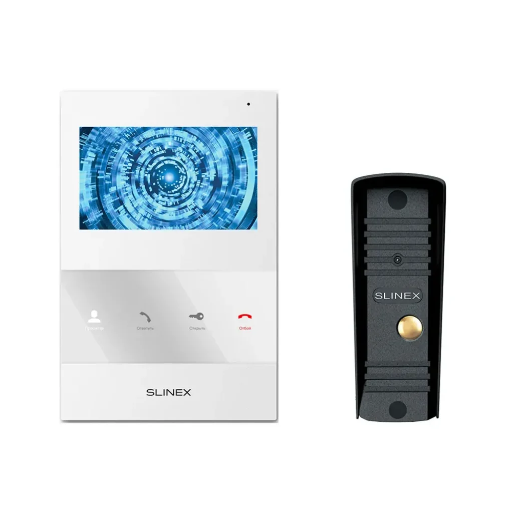 Комплект видеодомофона Slinex SQ-04M White + Вызывная панель Slinex ML-16HR Black UA