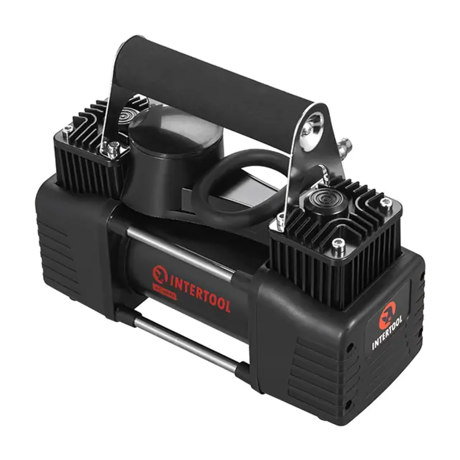 Компресор автомобільний 12 В, 25 А, циліндр 2х30 мм, макс. 10 бар, шланг 0.25*2 м + PU 4.5 м, кабель живлення 3 м INTERTOOL (AC-0005) UA