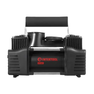Компресор автомобільний 12 В, 25 А, циліндр 2х30 мм, макс. 10 бар, шланг 0.25*2 м + PU 4.5 м, кабель живлення 3 м INTERTOOL (AC-0005) UA