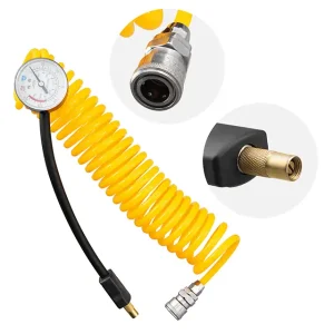 Компресор автомобільний 12 В, 25 А, циліндр 2х30 мм, макс. 10 бар, шланг 0.25*2 м + PU 4.5 м, кабель живлення 3 м INTERTOOL (AC-0005) UA