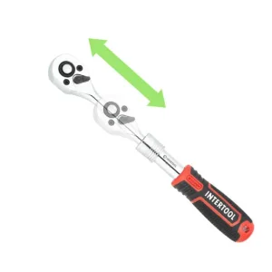 Рукоятка з храповим механізмом телескопічна, 72 зуба 1/4 ", Cr-V STORM INTERTOOL (ET-8004) UA