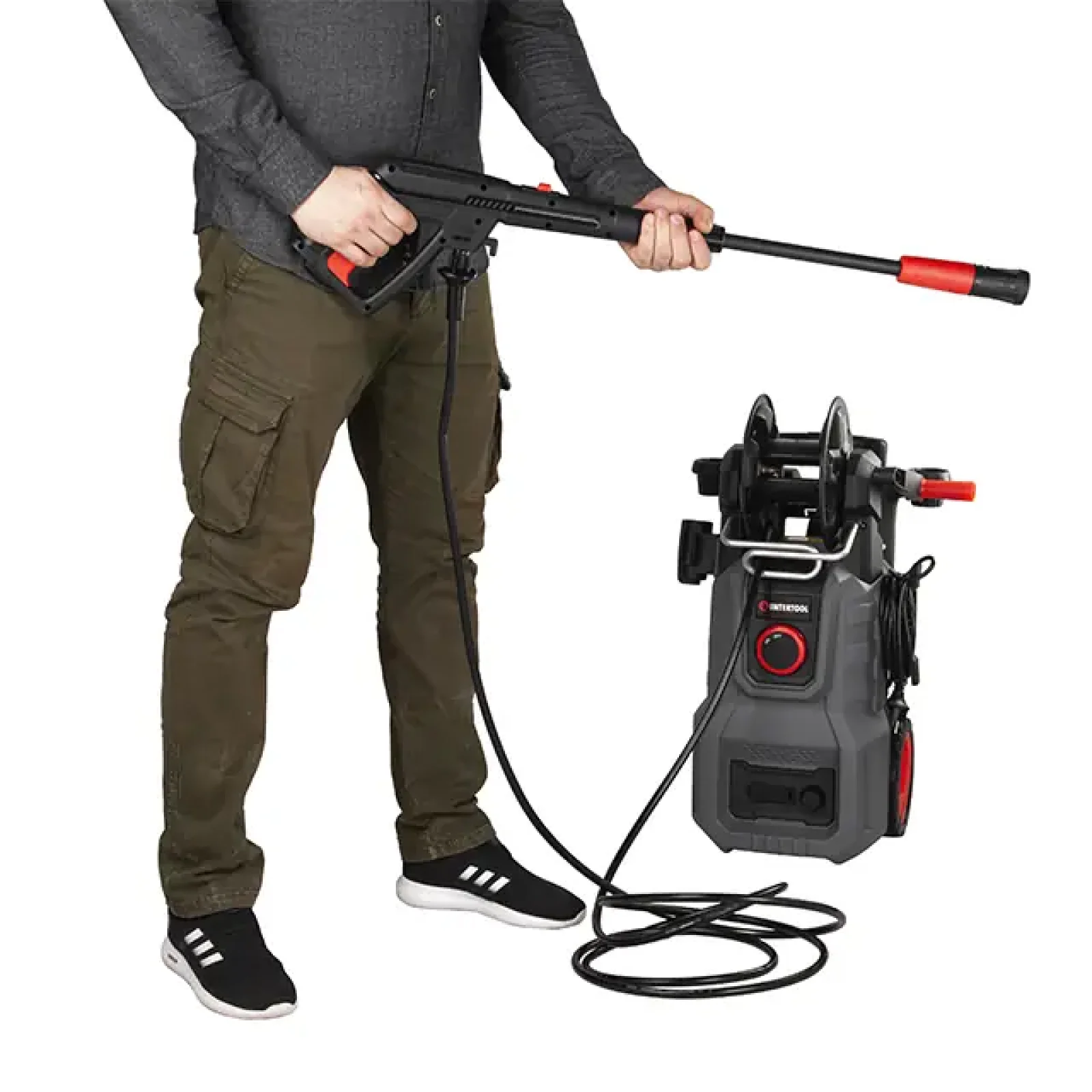 Мийка високого тиску, 2,0 кВт, 110-160 бар, 7 л/хв, шланг 5 м INTERTOOL (DT-1518) UA