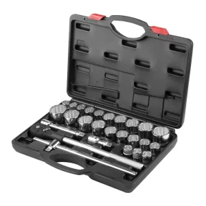 Набір інструментів, проф., 3/4", Cr-V, 26 од., головки: 22-50 мм і 7/8"-2", кейс INTERTOOL (ET-6026) UA