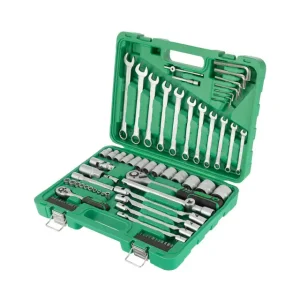 Набір інструментів, 1/2" + 1/4", 77 од., головки: 4-32 мм, біти 22 од., ключі: 7-19 мм, кейс INTERTOOL (ET-6077SP) UA