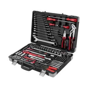 Набір інструментів, проф., 1/2" + 1/4", Cr-V, 145 од., головки: 4-32 мм, біти 43 од., ключі: 6-27 мм, кейс INTERTOOL (ET-7145) UA