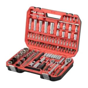 Набір інструментів 1/2" & 1/4" 111од, IMPACT Cr-V головки 15,17,19,21,22 + подовжувач 125мм INTERTOOL (ET-9110) UA