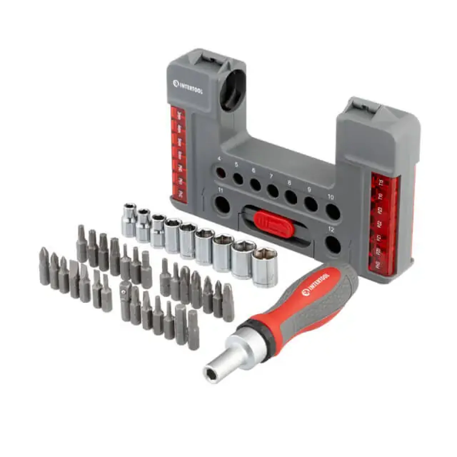 Викрутка реверсивна з комплектом насадок і головок, 38 од., STORM INTERTOOL (VT-3638) UA