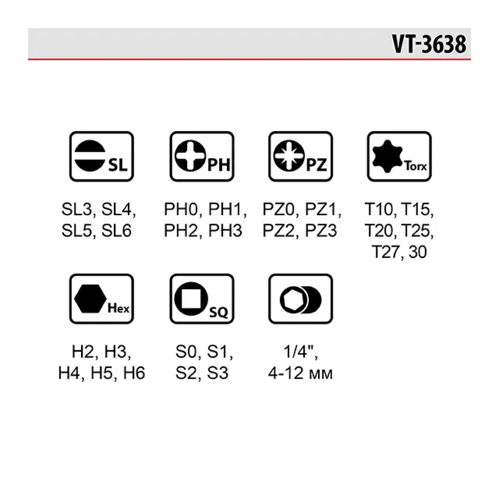 Викрутка реверсивна з комплектом насадок і головок, 38 од., STORM INTERTOOL (VT-3638) UA