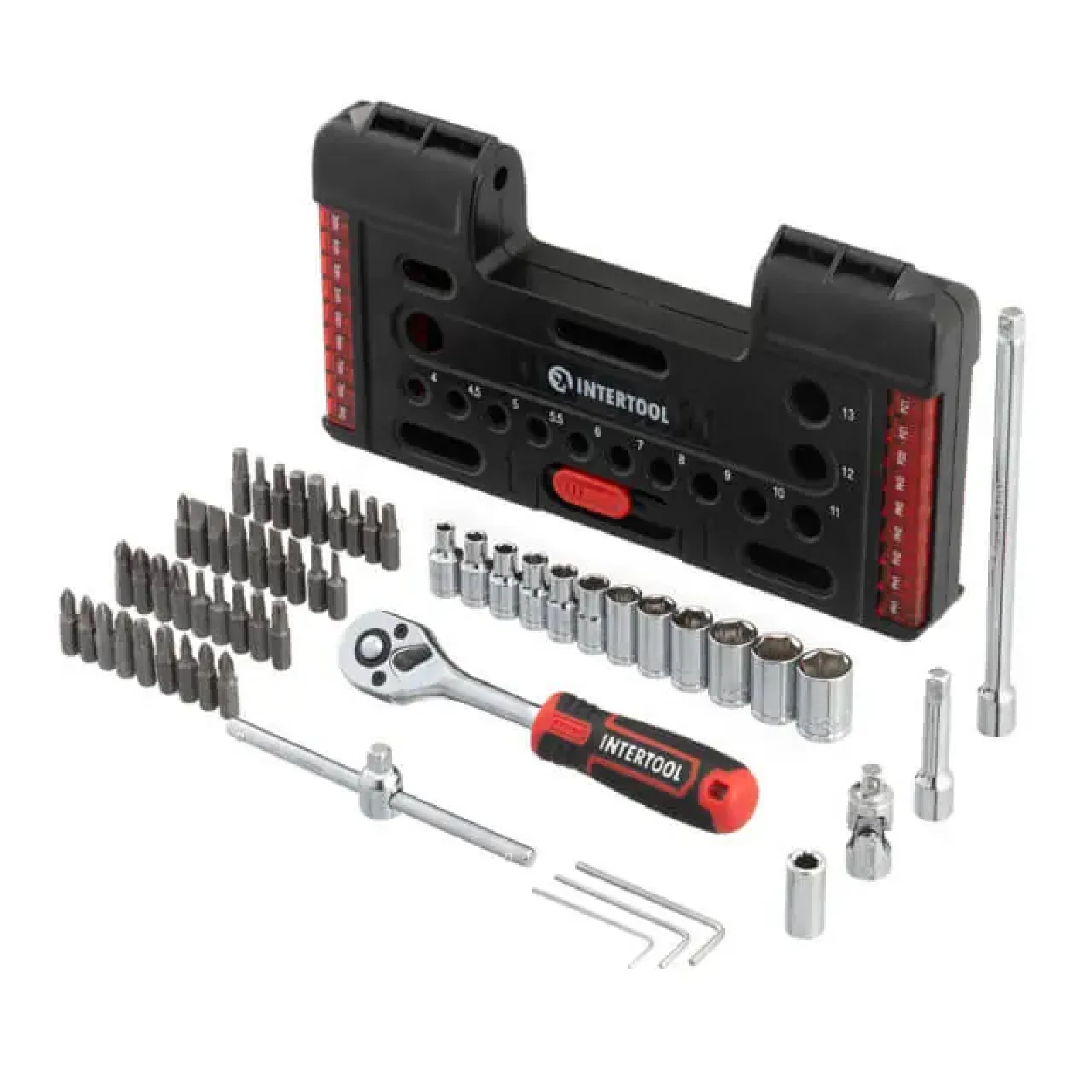 Набір викруткових насадок і головок з тріскачкою, 57 од., STORM INTERTOOL (VT-3657) UA