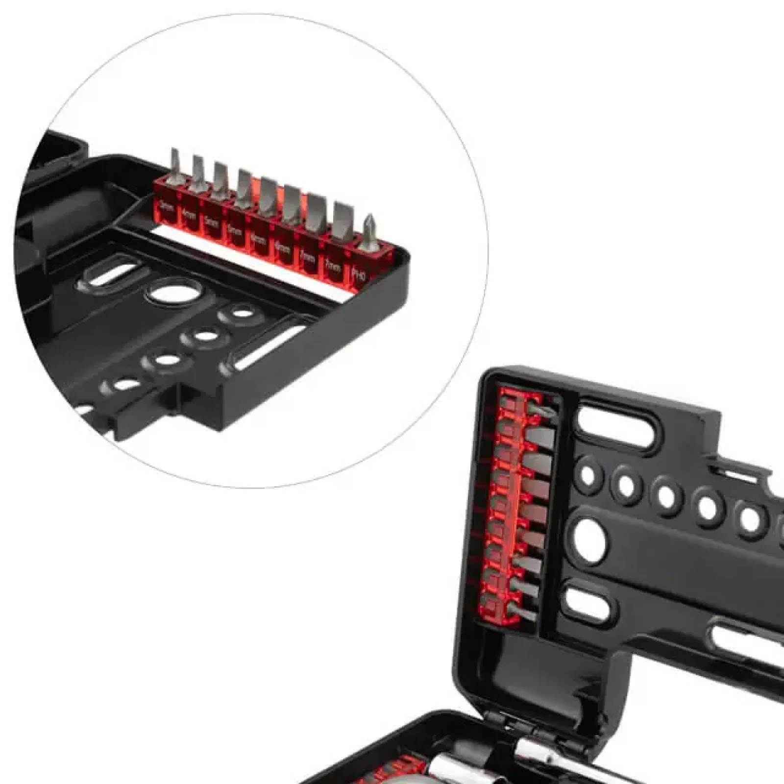 Набір викруткових насадок і головок з тріскачкою, 57 од., STORM INTERTOOL (VT-3657) UA