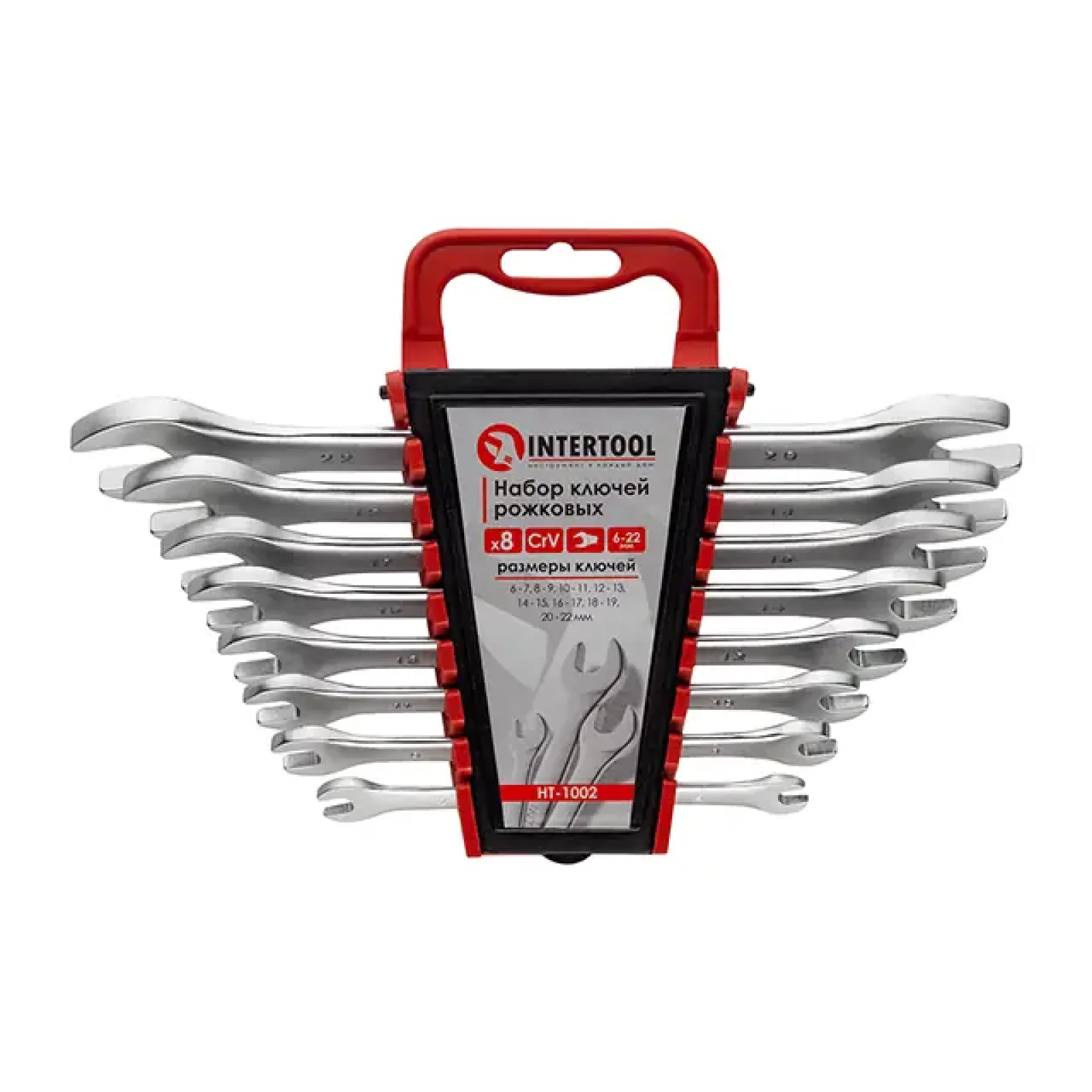 Набір ключів ріжкових, 8 шт., 6-22 мм Cr-V INTERTOOL (HT-1002) UA