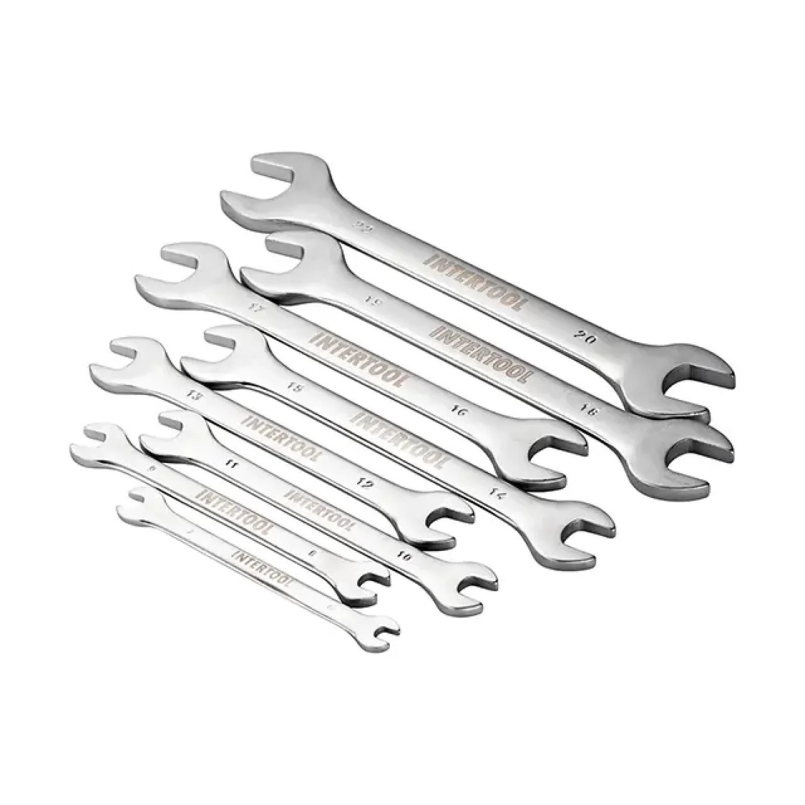 Набір ключів ріжкових, 8 шт., 6-22 мм Cr-V INTERTOOL (HT-1002) UA