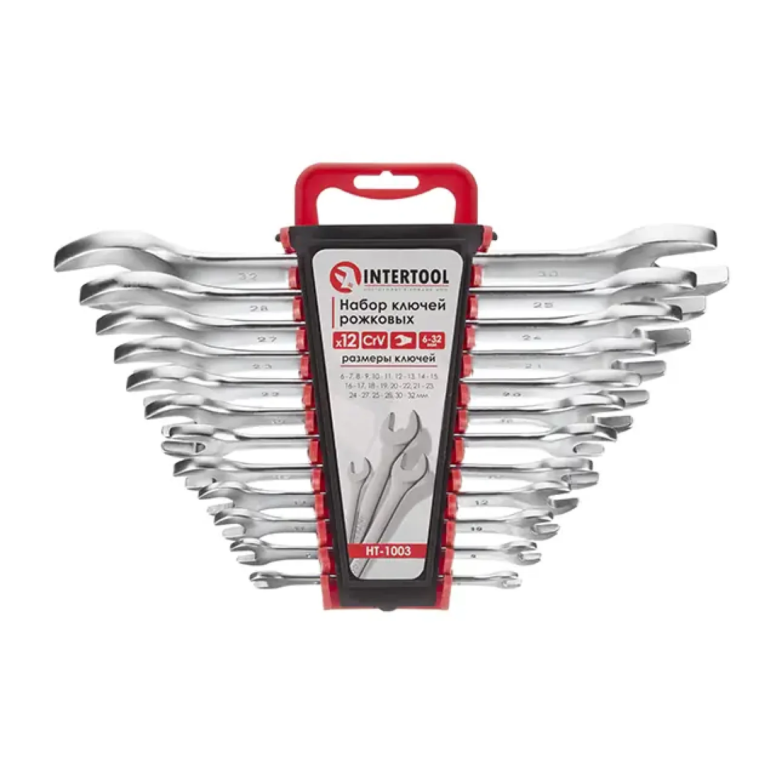 Набір ключів ріжкових, 12 шт., 6-32 мм, Cr-V INTERTOOL (HT-1003) UA