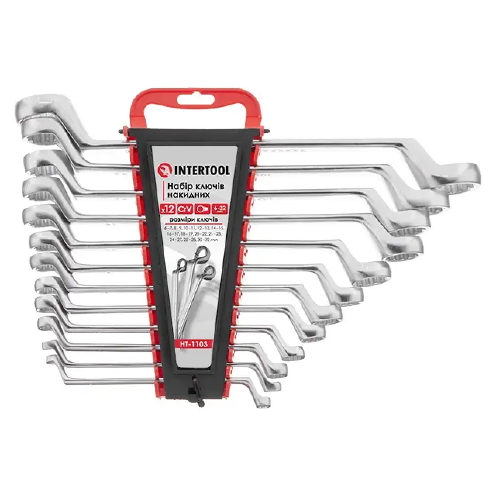 Набір ключів накидних, 12 шт. 6-32 мм, Cr-V INTERTOOL (HT-1103) UA