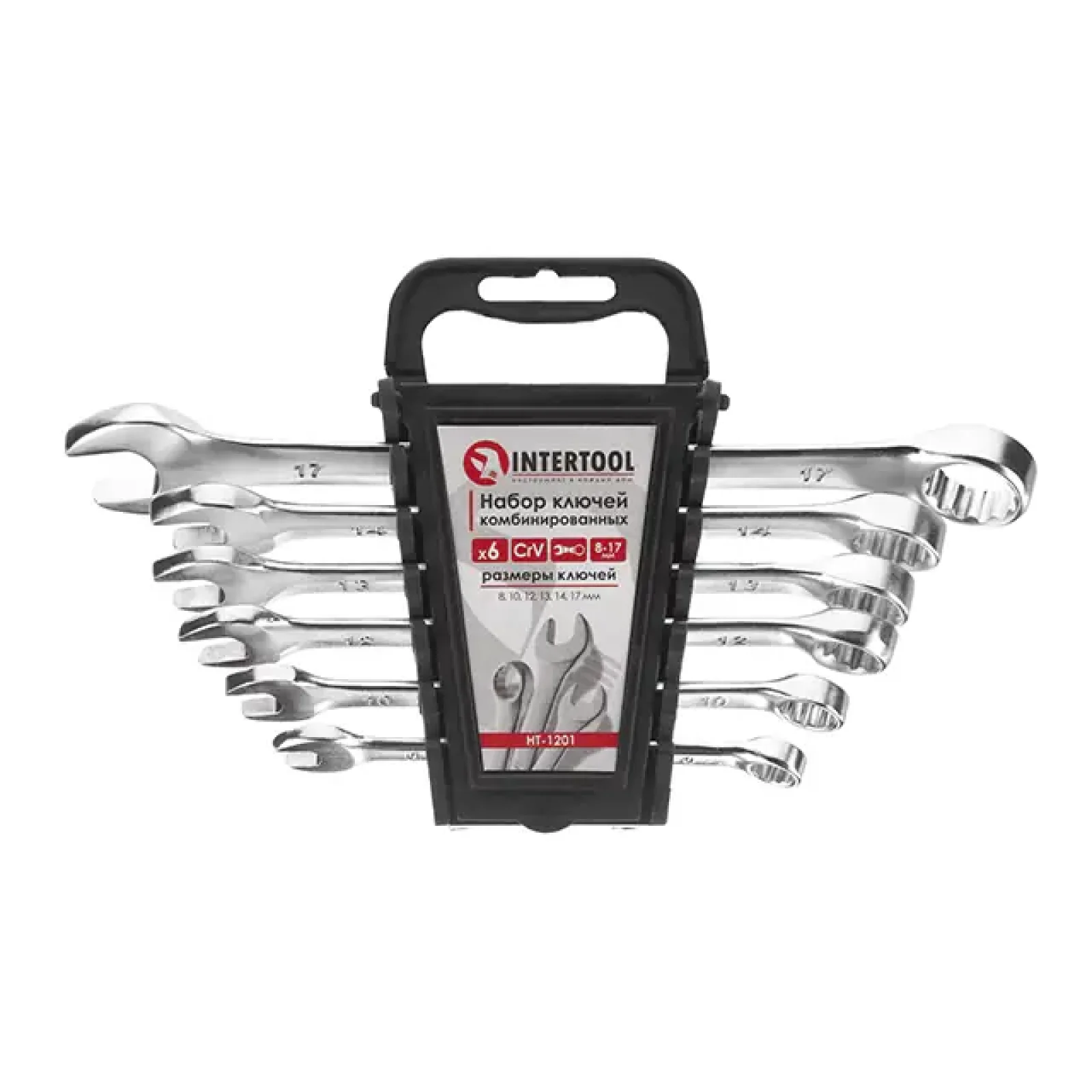 Набір ключів комбінованих, 6 шт., 8-17 мм, Cr-V INTERTOOL (HT-1201) UA