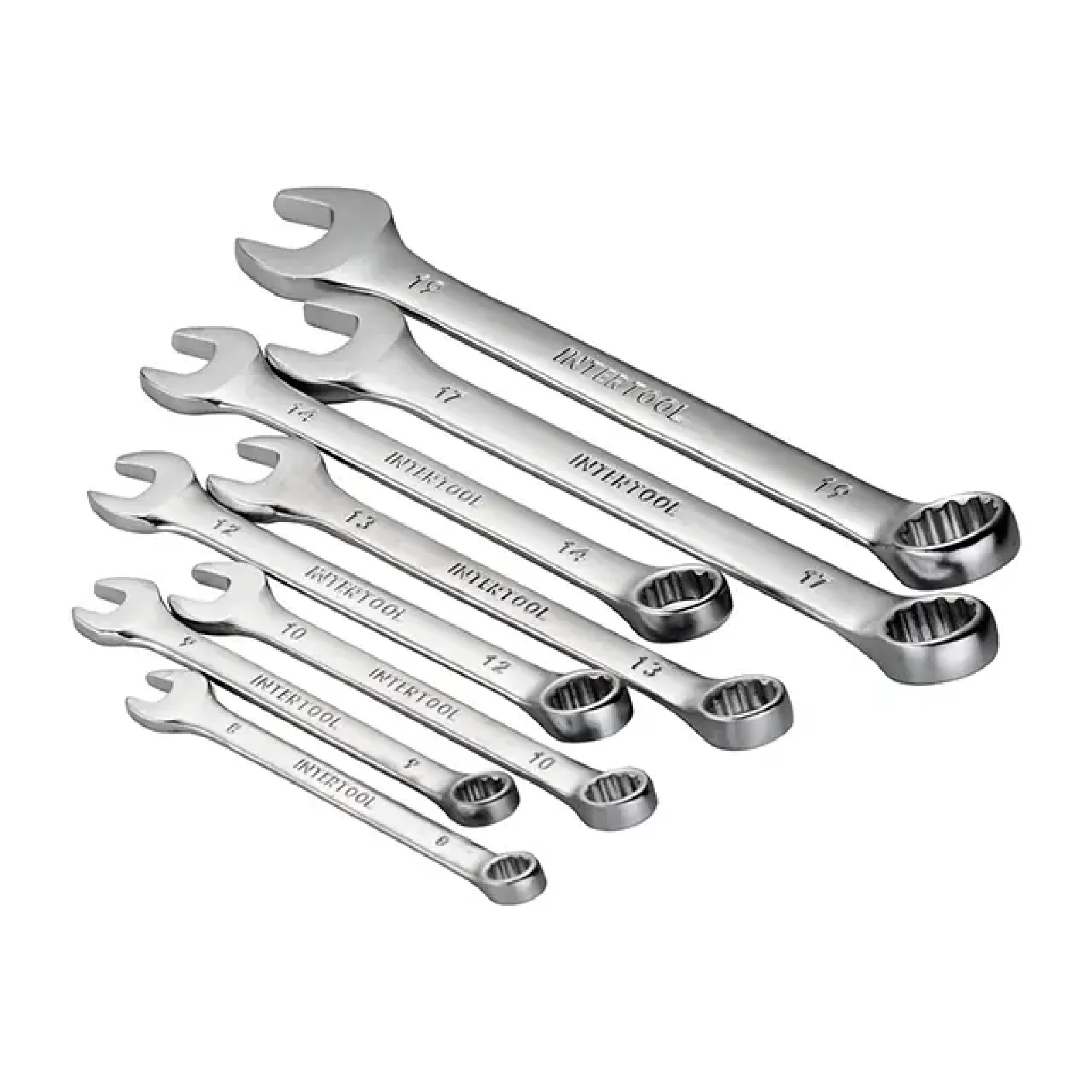 Набір ключів комбінованих, 8 шт., 8-19 мм, Cr-V INTERTOOL (HT-1202) UA
