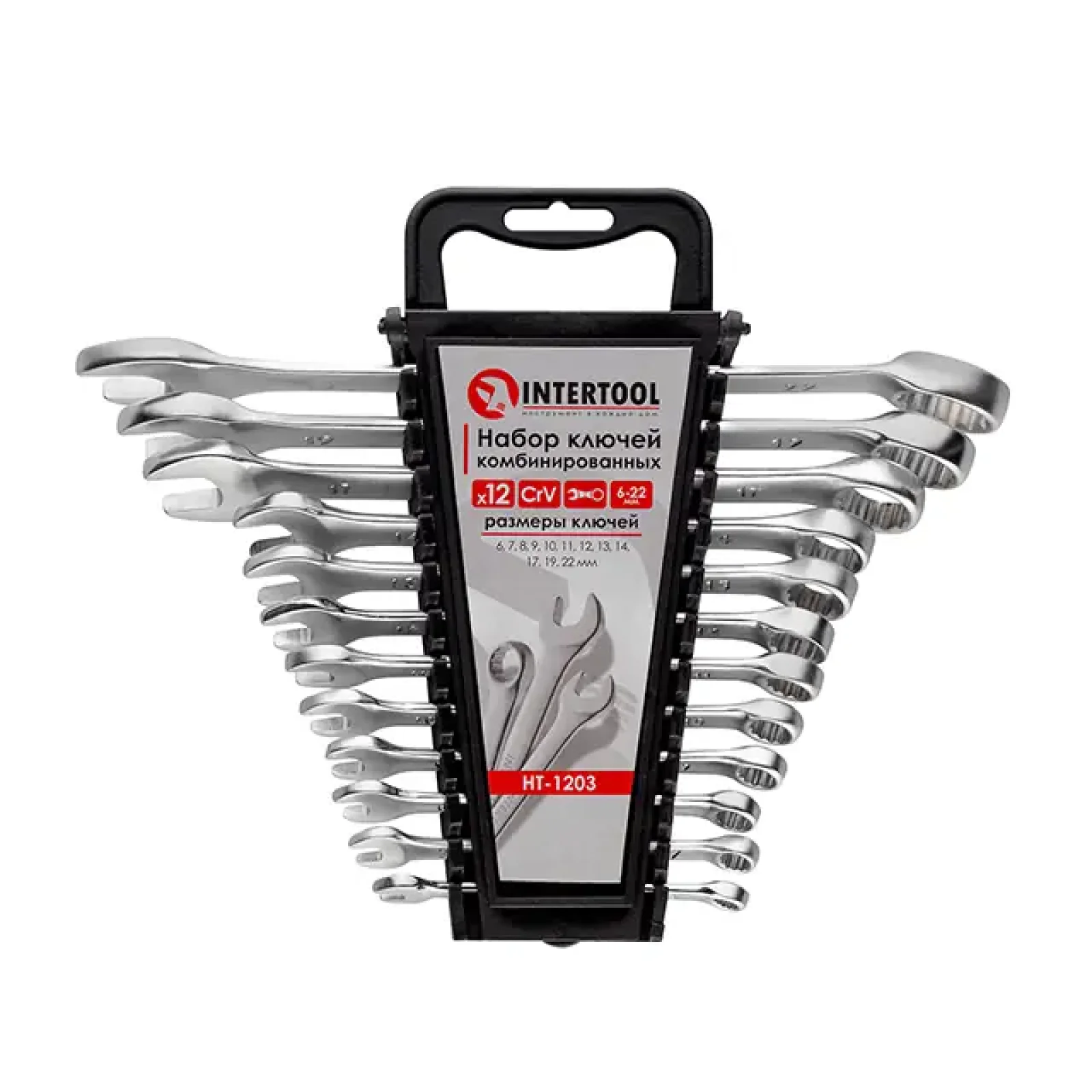 Набір ключів комбінованих, 12 шт., 6-22 мм, Cr-V INTERTOOL (HT-1203) UA