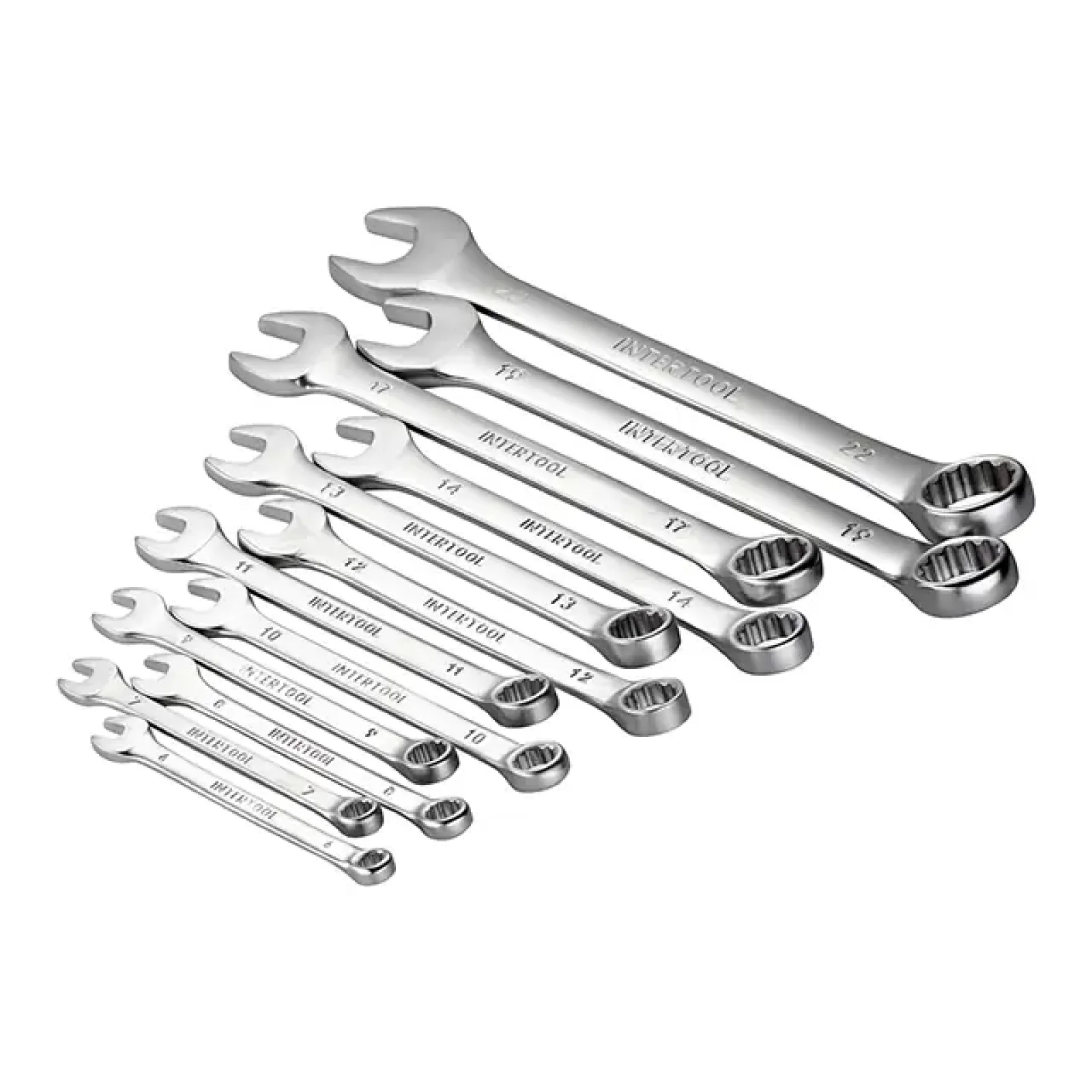 Набір ключів комбінованих, 12 шт., 6-22 мм, Cr-V INTERTOOL (HT-1203) UA