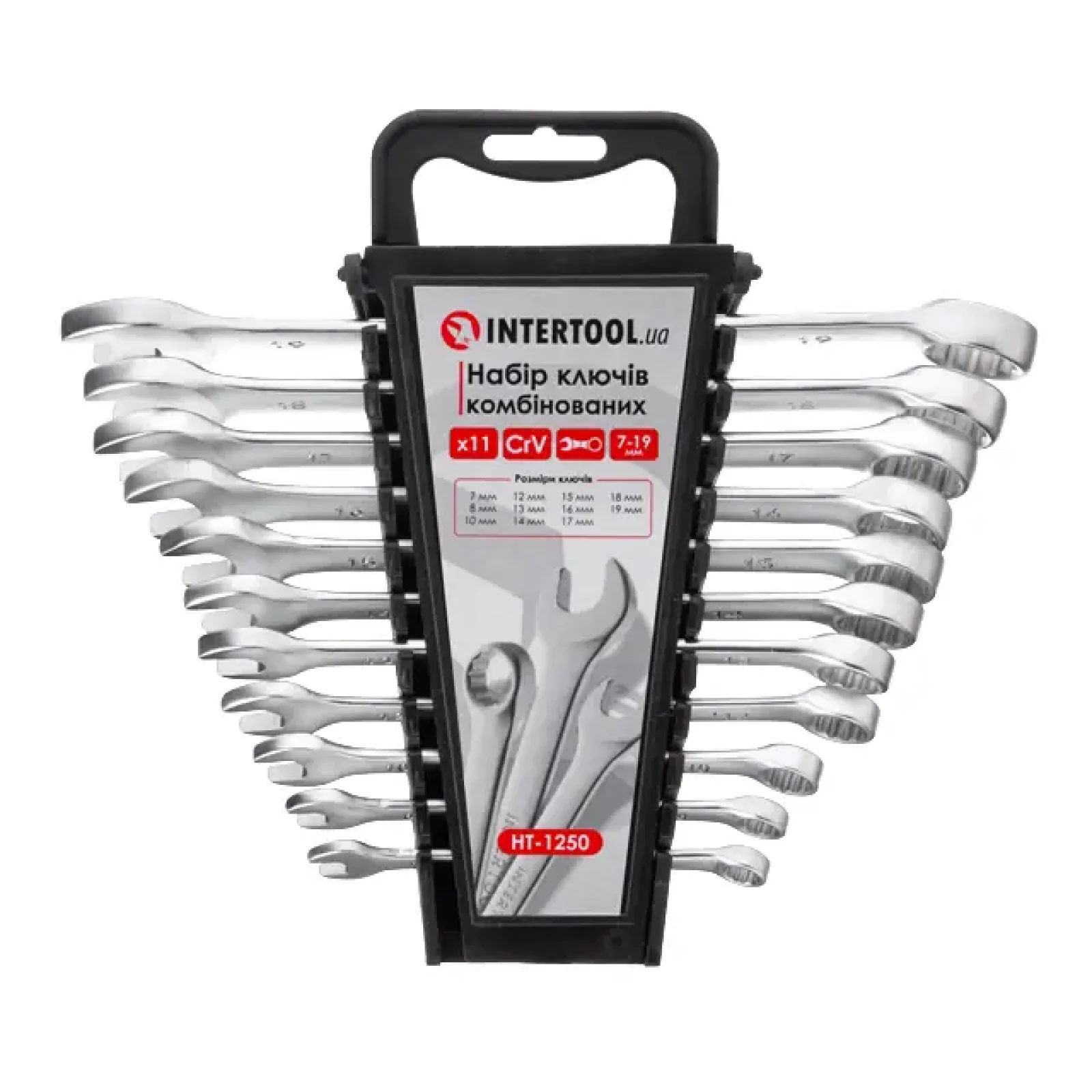 Набір ключів комбінованих, 11 шт., 7-19 мм, Cr-V INTERTOOL (HT-1250) UA