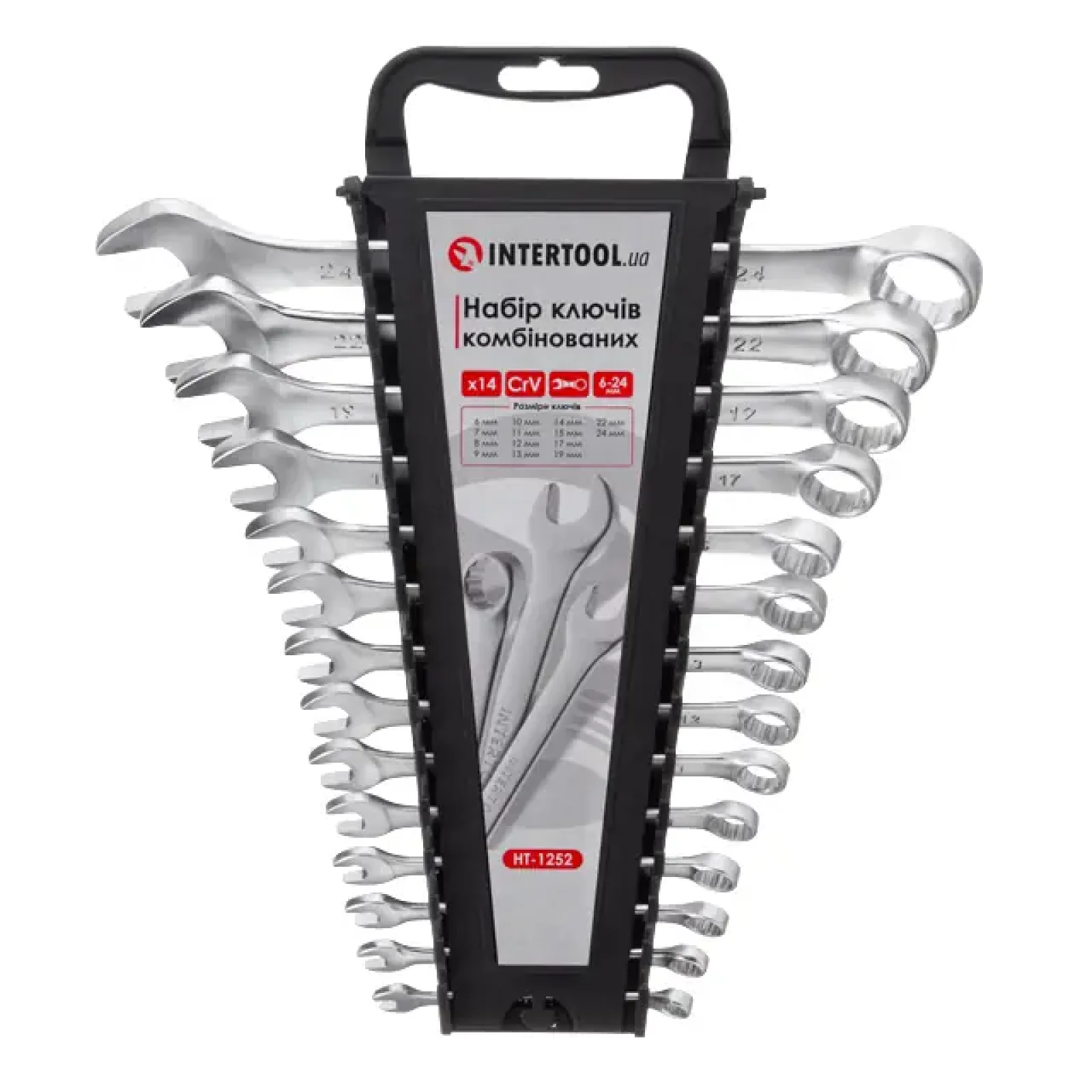 Набір ключів комбінованих, 14 шт., 6-24 мм, Cr-V INTERTOOL (HT-1252) UA