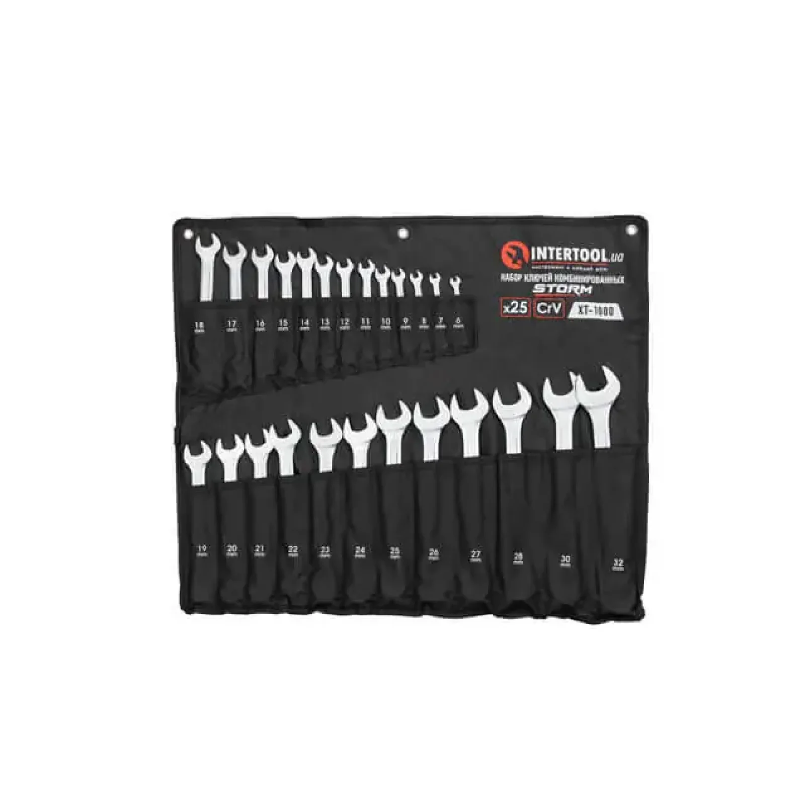 Набір ключів комбінованих, 25 шт., 6-32 мм, Cr-V, чохол, DIN3113, STORM INTERTOOL (XT-1000) UA