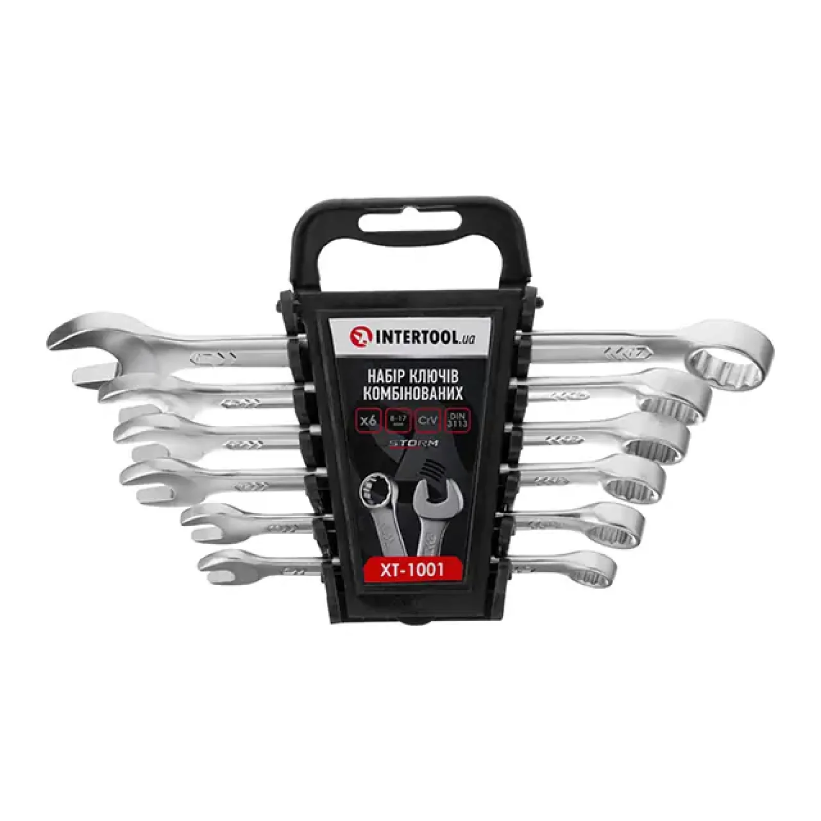 Набір ключів комбінованих, 6 шт., 8-17 мм, Cr-V, DIN3113, STORM INTERTOOL (XT-1001) UA