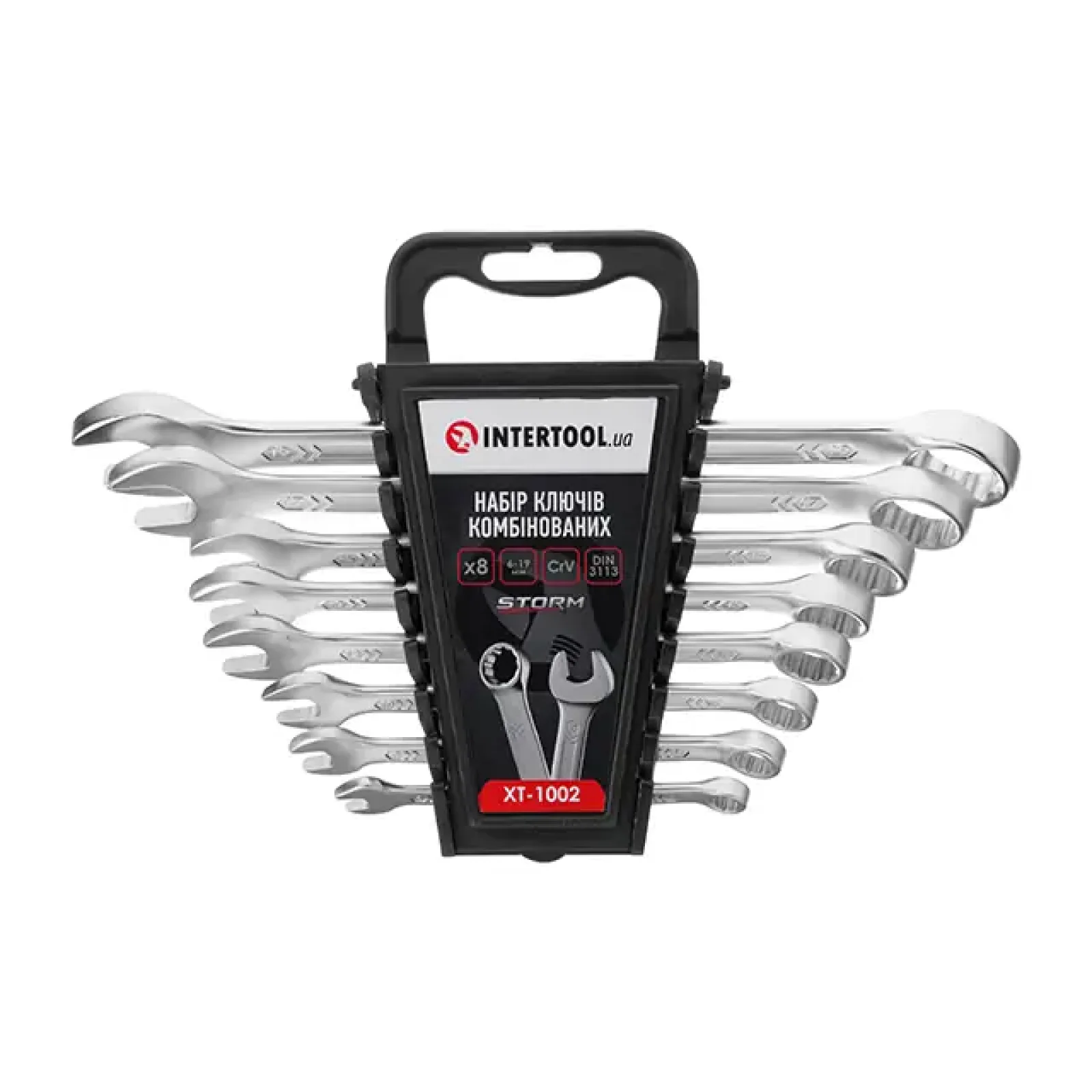 Набір ключів комбінованих, 8 шт.,6-19 мм, Сr-V, DIN3113, STORM INTERTOOL (XT-1002) UA