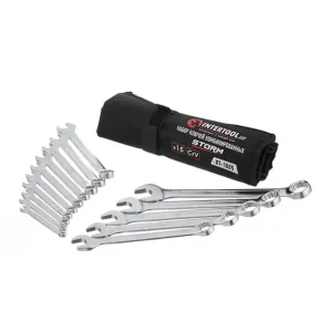 Набір ключів комбінованих, 15 шт., 6-22 мм, Cr-V, чохол, DIN3113, STORM INTERTOOL (XT-1005) UA