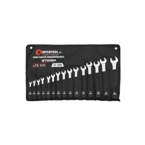 Набір ключів комбінованих, 15 шт., 6-22 мм, Cr-V, чохол, DIN3113, STORM INTERTOOL (XT-1005) UA