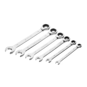 Набір ключів комбінованих, з тріскачкою, 6 шт., 8-19 мм, Cr-V, професійний, DIN3113 INTERTOOL (XT-1302) UA