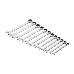Набір ключів комбінованих, з тріскачкою, 12 шт., 8-19 мм, Cr-V, професійний, DIN3113 INTERTOOL (XT-1305) UA