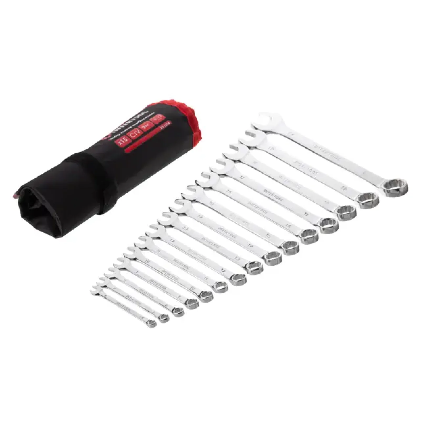 Набір ключів комбінованих, 15 шт., 6-22 мм, професійні, DIN3113, чохол INTERTOOL (XT-1514) UA